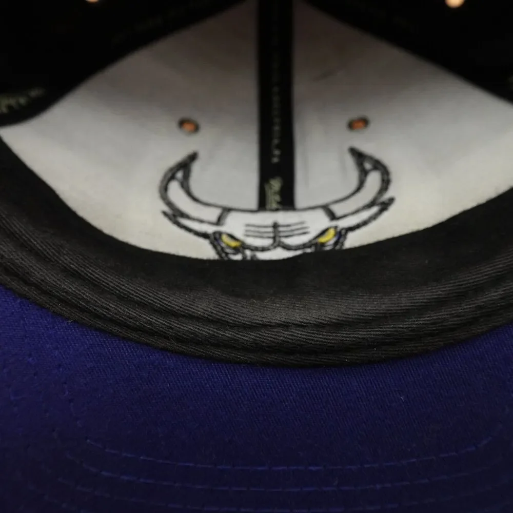 Chicago Bulls Hat Cap Snap Back Black Blue NBA Basketball Mens Mitchell & Ness